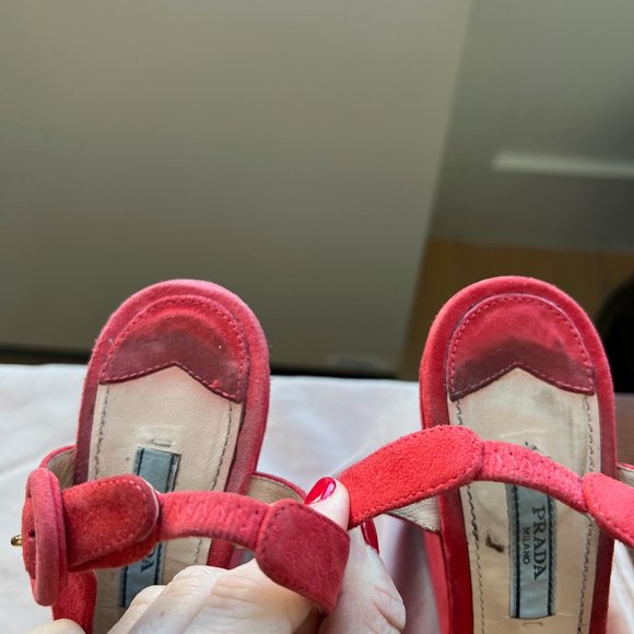 Prada Suede Wedge Heels - Salmon Pink Size 36 - Picture 9 of 11